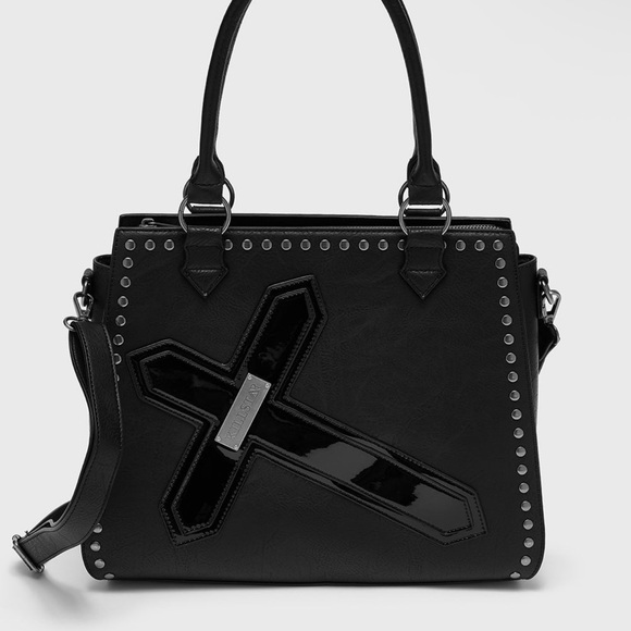 NWT Killstar Black Satchel/Crossbody with Cross Accent “There is Only One” - Picture 2 of 8